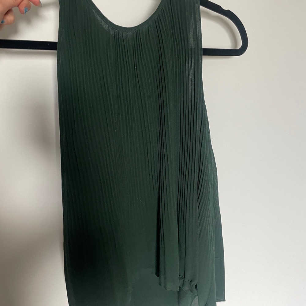 Zara Dark Green Pleated Blouse